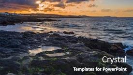  Presentation with time - Presentation theme featuring sunset-time-at-playa-de background and a dark gray colored foreground