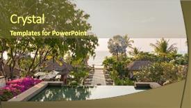  Presentation with natural spa resort - Audience pleasing presentation design consisting of sunset time in bali indonesia backdrop and a tawny brown colored foreground