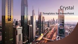  Presentation with dubai - Amazing slides having sunset time united arab emirates backdrop and a light blue colored foreground