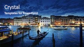 Presentation with canal - Amazing PPT theme having sunset time venice italy backdrop and a ocean colored foreground