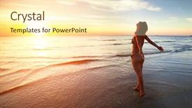  Presentation with healthy living - Colorful theme enhanced with sunset vacation vitality healthy living backdrop and a cream colored foreground