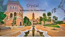  Presentation with pedestrian bridge - Amazing slide set having sunset-view-from-pedestrian-bridge backdrop and a light blue colored foreground