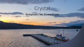  Presentation with arizona sunset view - Presentation theme enhanced with fishing boat in port background and a light blue colored foreground