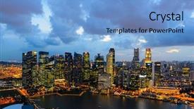  Presentation with singapore - PPT layouts consisting of sunset view of singapore downtown background and a  colored foreground