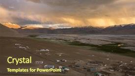  Presentation with village india - Amazing slide deck having sunset view of thukje village backdrop and a tawny brown colored foreground