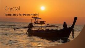  Presentation with krabi - Colorful PPT layouts enhanced with sunset view wirh boats at pranang beach of railay krabi thailand backdrop and a gold colored foreground