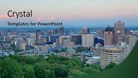  Presentation with royal blue - Slide set featuring sunset viewed from mont royal background and a light blue colored foreground