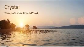  Presentation with west borneo culture - Cool new presentation theme with sunset waterscape of west lake backdrop and a lemonade colored foreground