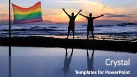  Presentation with gay pride - Presentation theme enhanced with sunset with a gay pride background and a ocean colored foreground