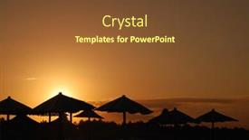  Presentation with sunset beach - Amazing PPT theme having sunset-with-beach-umbrella-silhuette backdrop and a tawny brown colored foreground