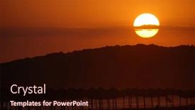  Presentation with sunset beach - PPT theme with sunset-with-beach-umbrella-silhuette background and a wine colored foreground