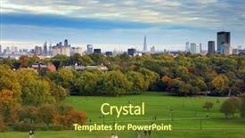  Presentation with financial center - Amazing PPT layouts having sunset with the financial center backdrop and a tawny brown colored foreground