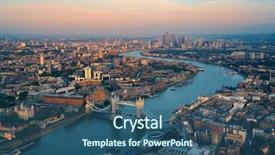  Presentation with london - Theme with sunset with urban architecture background and a ocean colored foreground