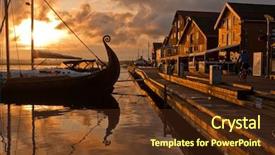  Presentation with viking ship - PPT theme enhanced with sunset with viking ship background and a tawny brown colored foreground