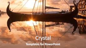  Presentation with viking ship - Beautiful slide set featuring sunset with viking ship backdrop and a coral colored foreground