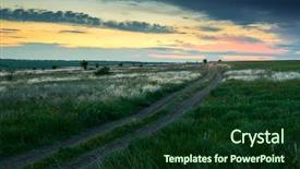  Presentation with dirt car - Presentation theme consisting of sunset with wild grass sunlight background and a forest green colored foreground