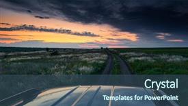  Presentation with dirt car - Colorful slide deck enhanced with sunset with wild grass sunlight backdrop and a ocean colored foreground