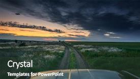  Presentation with dirt car - Presentation having sunset with wild grass sunlight background and a tawny brown colored foreground