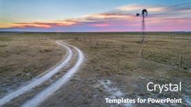  Presentation with windmill - Cool new slides with sunset-with-windmill-over-shortgrass backdrop and a gray colored foreground