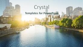  Presentation with australia melbourne - Amazing PPT theme having sunset-yarra-river-melbourne-victoria backdrop and a sky blue colored foreground