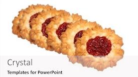  Presentation with biscuit - Beautiful presentation design featuring sunshine biscuit with jelly isolated on white background backdrop and a white colored foreground