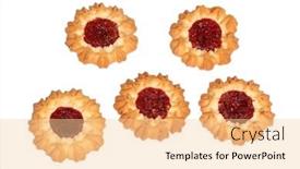  Presentation with biscuit - Presentation theme with sunshine biscuit with jelly isolated on white background background and a lemonade colored foreground