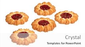  Presentation with biscuit - Colorful presentation enhanced with sunshine biscuit with jelly isolated on white background backdrop and a white colored foreground