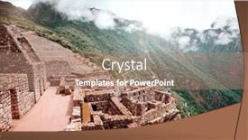  Presentation with inca machu picchu peru view - Beautiful presentation theme featuring sunshine-breathtaking-view-of-machu backdrop and a coral colored foreground