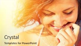  Presentation with summer sun - Theme having sunshine girl portrait happy woman background and a blonde colored foreground