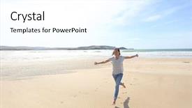  Presentation with holiday destination - Colorful PPT theme enhanced with sunshine holiday destination girl life backdrop and a cool aqua colored foreground