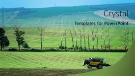  Presentation with plowing - Presentation design featuring sunshine-landscape-of-green-fields background and a light blue colored foreground