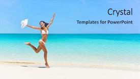  Presentation with slim body - Slides enhanced with suntan body running of free background and a light blue colored foreground