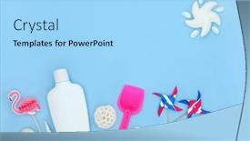  Presentation with summer sun - PPT theme with suntan-lotion-and-summer-beach background and a arctic colored foreground