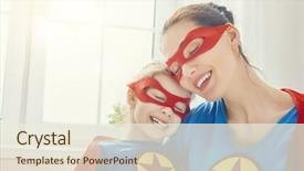  Presentation with super kid - PPT layouts featuring super - mother and her child playing background and a cream colored foreground