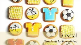  Presentation with gingerbread house decorated colorful candies - PPT layouts consisting of super ball - delicious gingerbread cookies decorated background and a blonde colored foreground