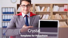  Presentation with superhero - Audience pleasing slides consisting of super computer - superhero businessman working backdrop and a gray colored foreground
