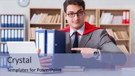  Presentation with children superhero kids aspiration imagination - Slide set enhanced with super computer - superhero businessman working background and a teal colored foreground