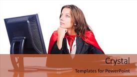  Presentation with employee anniversary work office - Theme consisting of super computer - superwoman worker working in office background and a red colored foreground