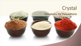  Presentation with food white - PPT layouts featuring super food - different colorful superfood powders background and a cream colored foreground