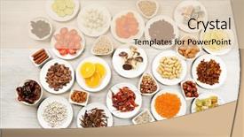  Presentation with catering banquet table different - Presentation enhanced with super food - different products on saucers background and a lemonade colored foreground