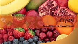  Presentation with fruit - Beautiful slide deck featuring super food - fresh mixed fruit superfood background backdrop and a red colored foreground