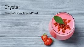  Presentation with goji - PPT theme featuring super food - smoothie with goji berries background and a light blue colored foreground