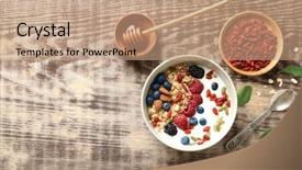  Presentation with goji - Beautiful presentation theme featuring super food - tasty breakfast with goji berries backdrop and a coral colored foreground