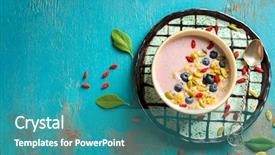  Presentation with goji - Slide deck with super food - tasty breakfast with goji berries background and a teal colored foreground