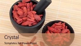  Presentation with chinese medicine - Slide set having super food - wolfberry fruit used in chinese background and a  colored foreground