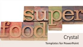  Presentation with vintage food - Presentation enhanced with super food- words in vintage background and a  colored foreground