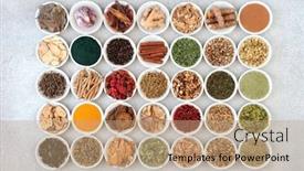  Presentation with dietary supplement - Slide set enhanced with super-food-collection-for-health background and a coral colored foreground