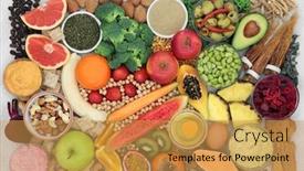  Presentation with food minerals - Audience pleasing slide deck consisting of super-food-food-for-energy backdrop and a gold colored foreground