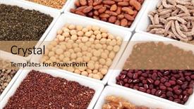  Presentation with white healthy food - Audience pleasing presentation theme consisting of super food selection of pulses backdrop and a coral colored foreground