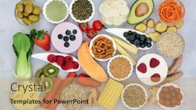  Presentation with carbs - PPT theme featuring super-food-to-ease-irritable background and a yellow colored foreground